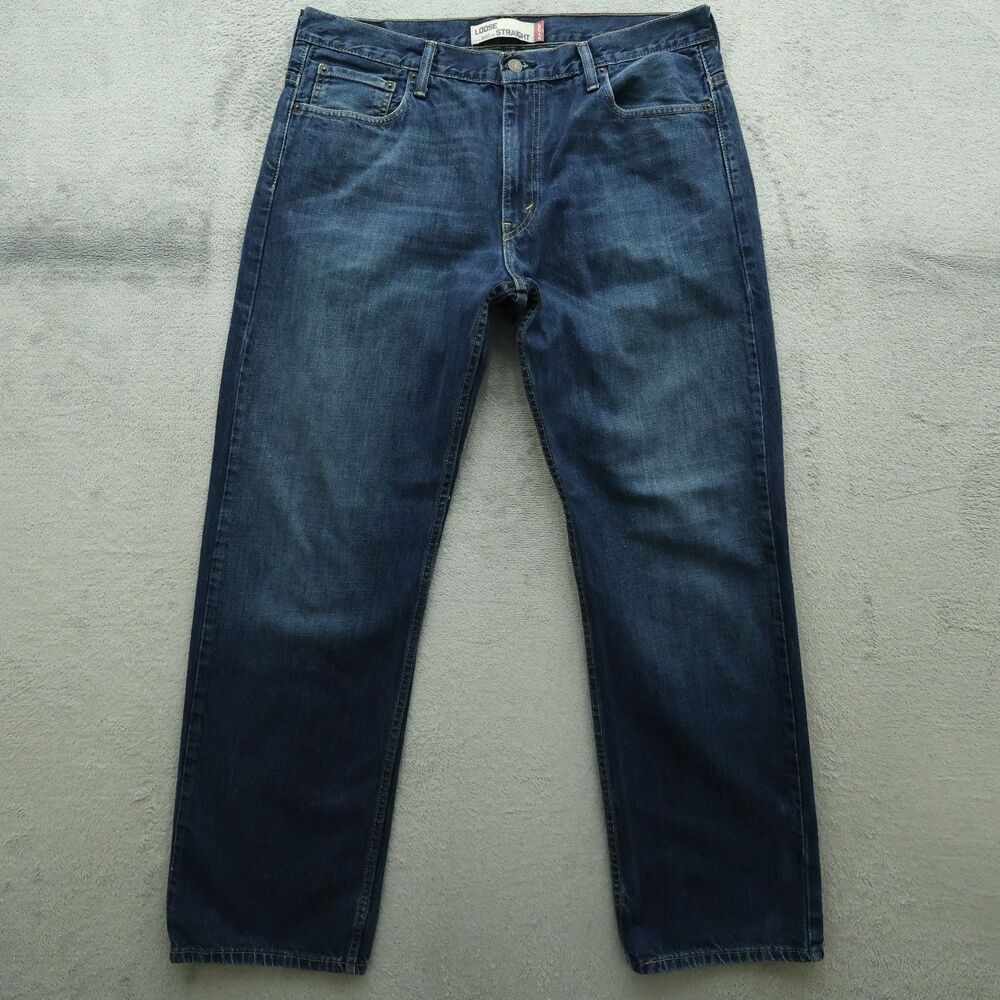 Levi's Jeans Mens 36x34 Blue 569 Loose Relaxed Straight 100% Cotton Dark Wash